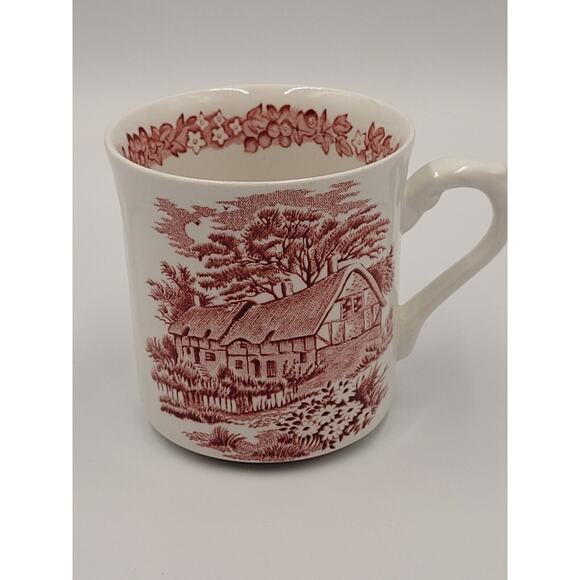 JG Meakin Teacup Saucer Romantic England Anne Hathaway Ironstone China Red Vtg - Picture 5 of 16